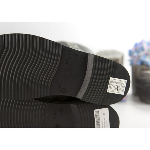 Off-White Black Rubber Leather All Weather Rain Riding Boots 37 NIB - Picture 8 of 10